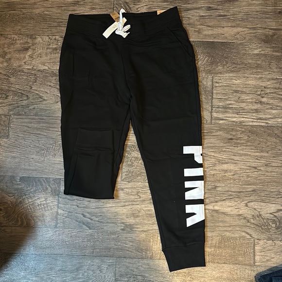 PINK Victoria's Secret Pants - PINK Victoria's Secret Black and White Fleece Everyday Lounge Jogger Large